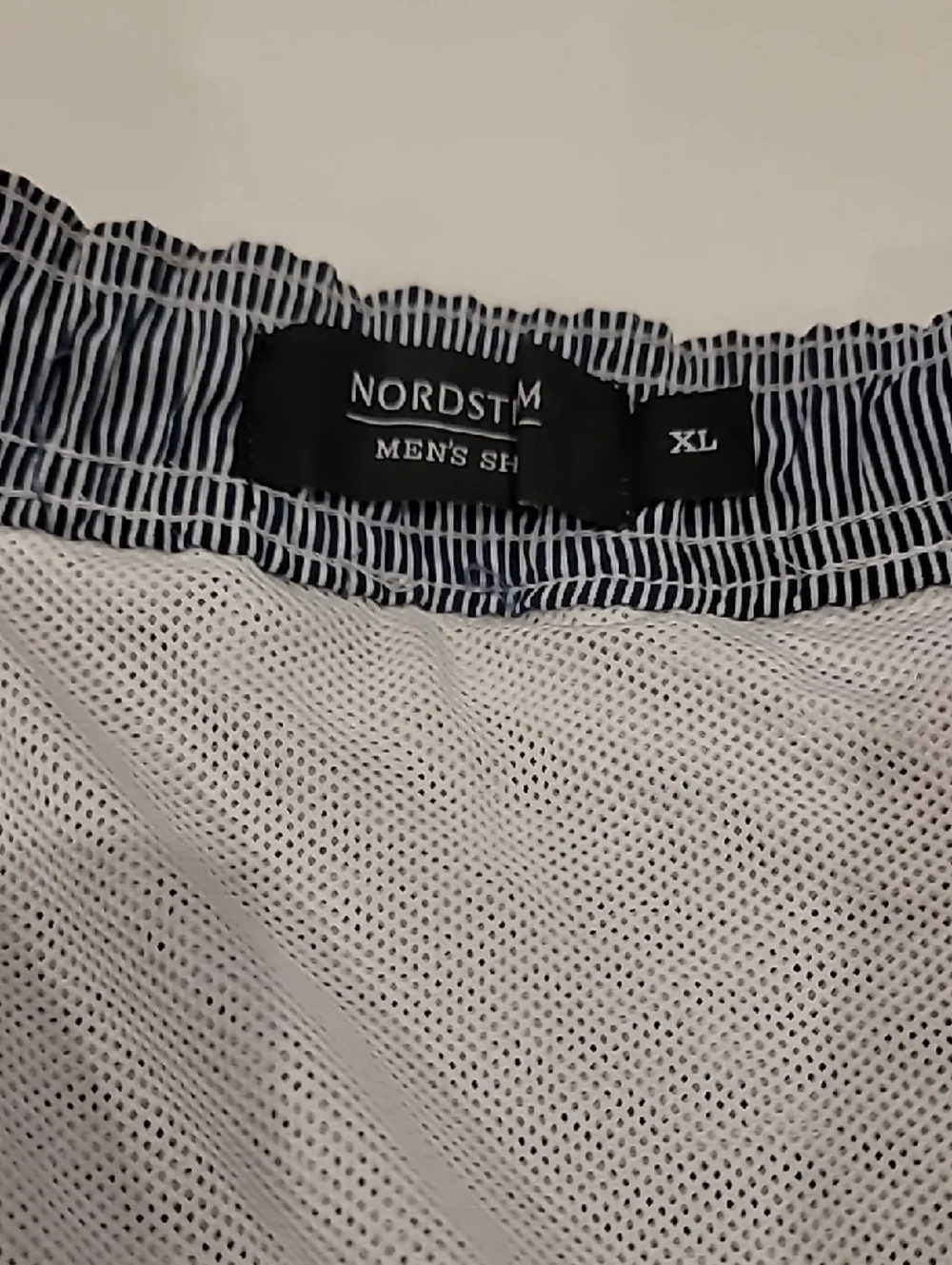 Nordstrom Pinstripe Swim Trunks Navy White XL